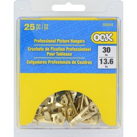 OOK 535890 Professional Picture Hangers, Art Hangers, Padded, Reusable Picture Hooks, 30lb (25 set)