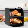 Hossejoy Metal Bread Box, Double Compartment Roll Top Countertop Bread