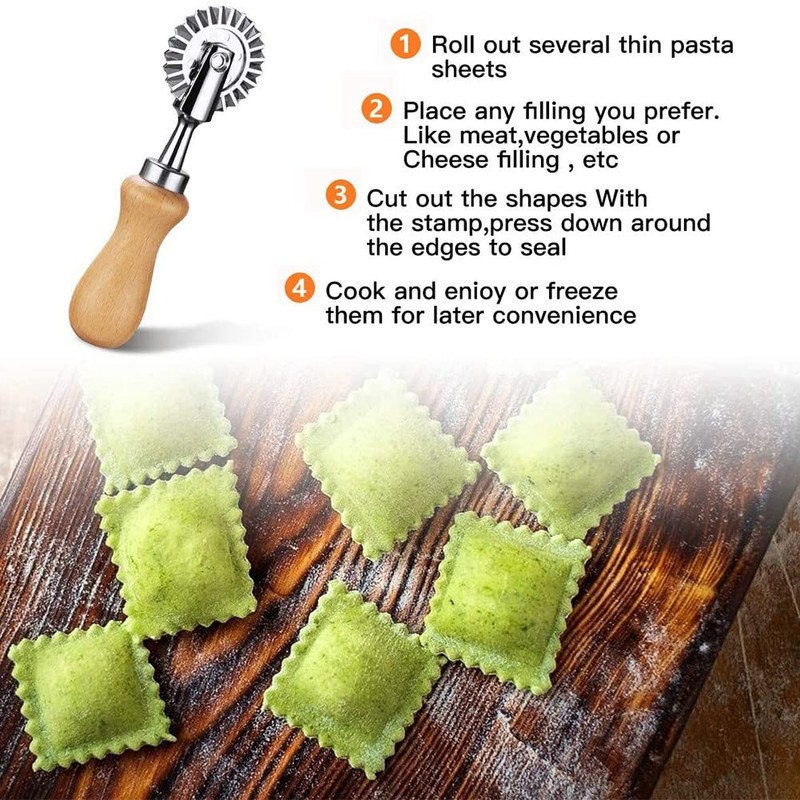 NADMITFEAT Wheel Cutter - Pasta Cutter Wheel - Ravioli Crimper