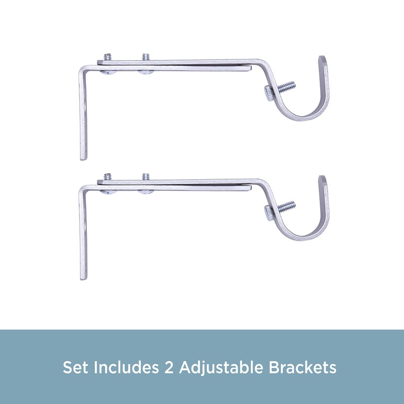 Kenney KN85293 Adjustable Curtain Rod Brackets, Satin Nickel (2-Pack)