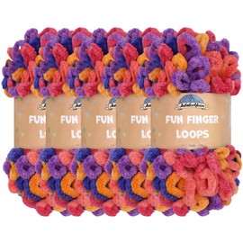 JubileeYarn Fun Finger Loops Yarn - Polyester Jumbo Weight Loop Yarn - 100g/Skein - Euphorie - 5 Skeins