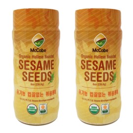 McCabe Organic Hulless Roasted Sesame - Unhulled Sesame Seeds Organic | Rich with Fiber & Minerals | USDA and CCOF Certified | Packed in USA | 8oz (Pack of 2)