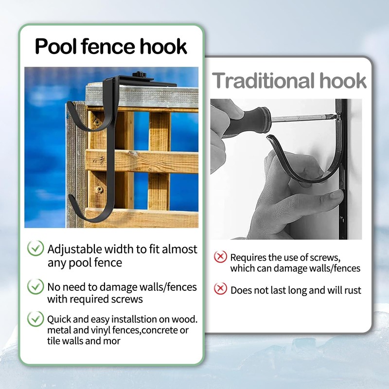 Double Hooks, Adjustable Thickened Panel Rustproof Fence Hooks Metal for