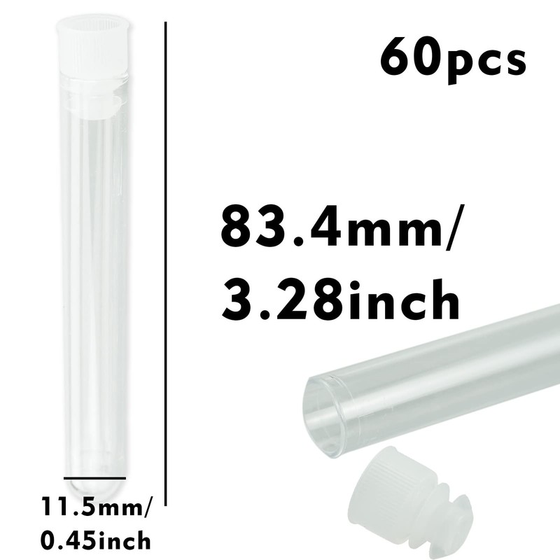 60PCS Plastic Test Tubes Clear Plastic Test Tubes With Cork