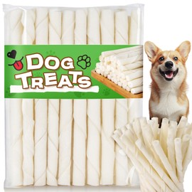 MAQIHAN Dog Rawhide Chews Sticks - 15 Oz Natural Rawhide Twist Sticks, Chew Treats Training Reward Treats Pet Supplies for Puppy, Small Dogs