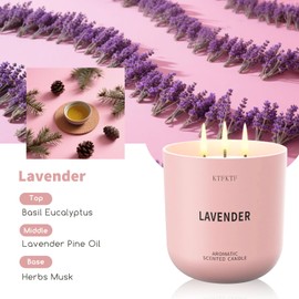 KTFKTF Lavender Scented Candle for Home, 14.1oz 80H Long Lasting Aromatherapy Candles for Sleep & Calm, Non-Toxic Essential Oil & Soy Wax | Floral Relaxation Fragrance