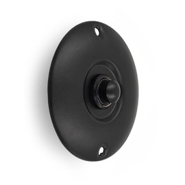 A29 Black Powder Coated Iron Doorbell Button – 3" diameter – Rustic Antique Look Push Button Doorbell with Recess Mount – Wired for Two-Wire Chime Systems, Weatherproof, Easy DIY Install
