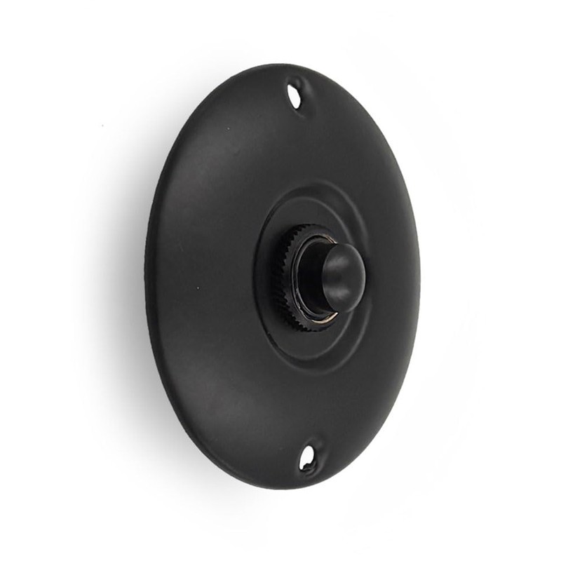 A29 Black Powder Coated Iron Doorbell Button – 3" diameter