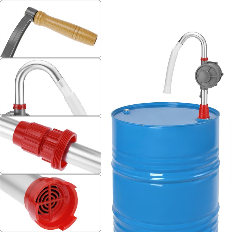 QWORK Aluminum Drum Rotary Hand Pump, 2 Pack Barrel Pump