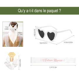 FIDWALL Junggesellinnenabschied Braut-Set – Junggesellinnenabschied Zubehör-Set (Schärpe, Schleier, Brille, Haargummis) Party-Accessoires (Braut (4-teilig))