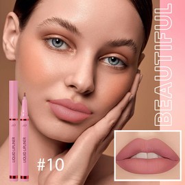 Hxssll Blush Pink Liquid Lip Liner Stain, 24 Hour Longwear Matte Lip Tint Liner, Waterproof Transfer-proof Lip Lipstick Lip Liner, All Day Stay Lip Stain 10#