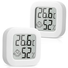 Pack of 2 Thermometer for Indoor Use Digital Hygrometer Indoor - High Precision Mini Room Thermometer Indoor Temperature and Humidity Meter Humidity Meter Indoor for Bedroom, Kitchen