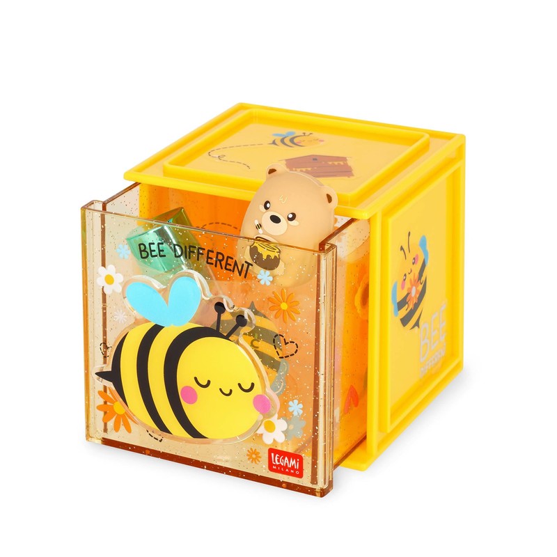 Legami - Cutie Cubes Modular Desk Box, Bee Desk Organiser,