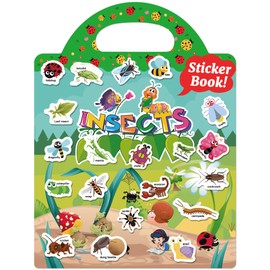 Benresive Reusable Sticker Book for Toddlers 2-4 Years, Fun Travel Stickers for Kids, Waterproof Sticker Books for Toddlers 1-3, 31 Pcs Crafts Activities for Todddlers 1-3 2-4 3-5 - Insect