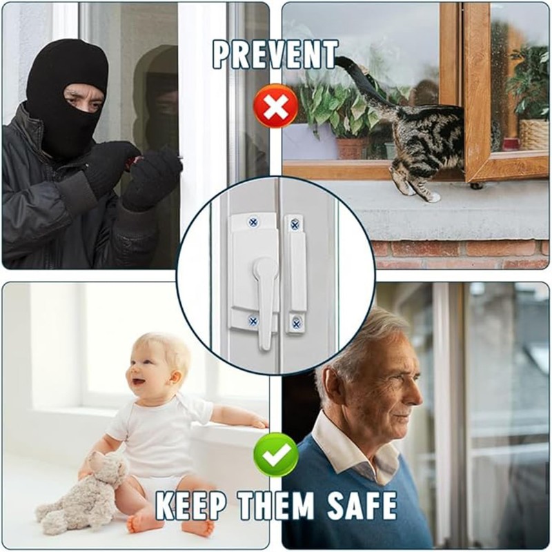 4 Pack Windows Sash Lock-Sliding Window Sash Locks for Single-Hung