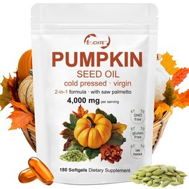 Pumpkin Seed Oil with Saw Palmetto, 4,000mg Per Serving, 180 Softgels | Cold Pressed, Pure Virgin Oil, Herbal Supplement | Supports Hair, Urinary, Bladder & Prostate Health | Non-GMO vitamin Pumpkinseedoil Wellness:_180Softgels 