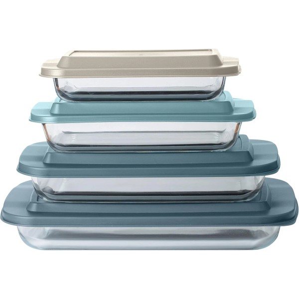 COOK WITH COLOR 8-Piece Deep Glass Baking Dish Set with