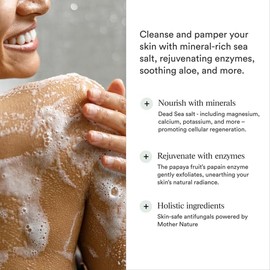 Dermazen Natural Mineral & Enzyme Body Wash for Men & Women | Malassezia Safe | Gentle, Hydrating & Nourishing Cleanser w/Papaya & Cucumber for Soft, Radiant Skin – Sulfate & Paraben Free, 8 fl oz