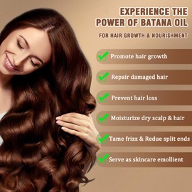 Raw Batana Oil Organic, Natural Batana Oil for Hair Growth - 100% Pure Unrefined and Organic for Women & Men, Prevent Hair Loss, Promote Hair Thickness (120ml)