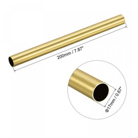 sourcing map Brass Round Tube 17mm OD 1mm Wall Thickness 200mm Length Pipe Tubing
