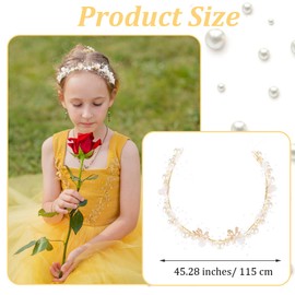 Flower Girl Crown,Flower Girl Headpiece,Rhinestone Crystal Wedding Headband,Bridal Flowers Headband,Flowers Girls Hair Accessory For Wedding Festival Party Birthday (Gold)