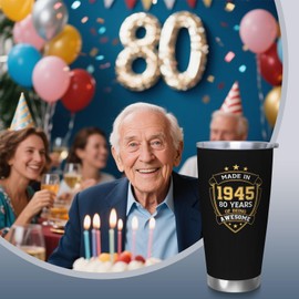 RUIYIMOEO 80th Birthday Gifts for Him, 80th Birthday Gifts for Men, Gift for 80 Year Old Man Tumbler, 20oz Coffee Tumbler, 80 Year Old Gifts for Men Coffee Mugs