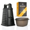 SWYSH Cheese Grater with Container Gourmet 4-Sided Stainless Steel Box