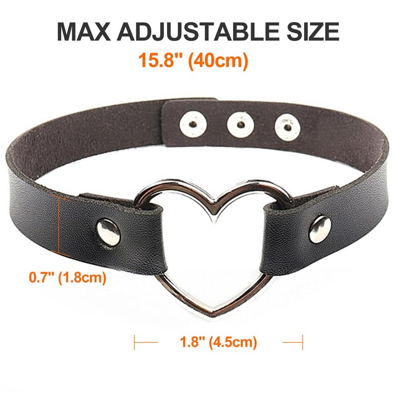 Alisitina Choker Necklace for Women,0.7" Width Soft Love Heart Adjustable