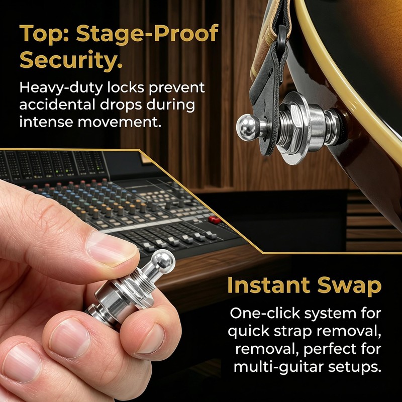 Miwayer Guitar Strap Lock with Silicone Washers, Quick Release Strap