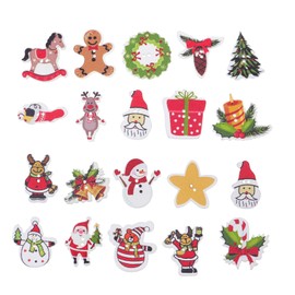 VICASKY 100 Pcs Christmas Wooden Buttons Sewing Buttons Mini Santa Claus Snowman Xmas Tree Embellishments Buttons 2 Holes for Xmas DIY Crafts Sewing Scrapbooking Decoration