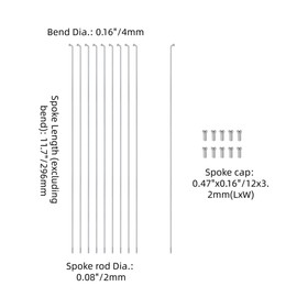 FarBoat 36 Pcs 250mm-296mm 14G Bicycle Spoke, 304 Stainless Steel Spokes and Nipples with Copper Cap Suitable for Mountain Bikes, Road Bikes, and Electric Bicycles, 11.7"/296mm, Silver