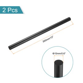 sourcing map Black Round ABS Plastic Rods 0.6-inch Diameter and 12-inch Length Rigid Insulation Opaque Plastic Rods for DIY Craft Model Making, 2 Pack