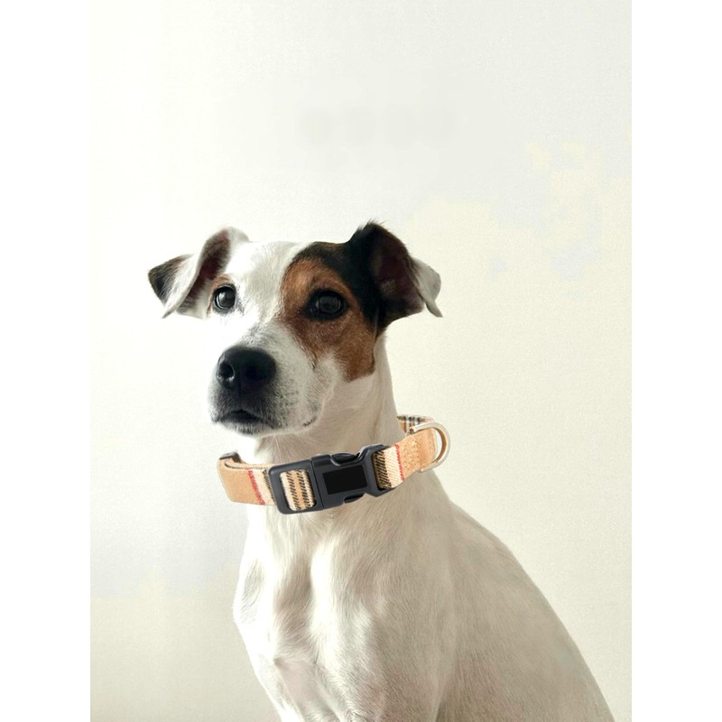 Classic Plaid Design Cotton Dog Collar with Black Quick-release Buckle,