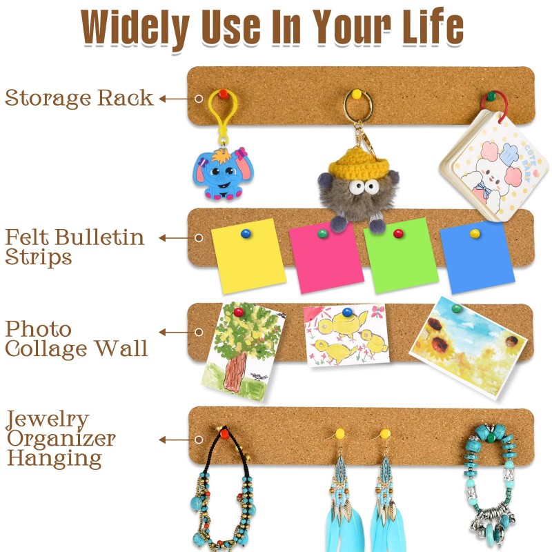 AYZTKUX 6 Pack Corkboard Strips for Walls, Self Adhesive Thick