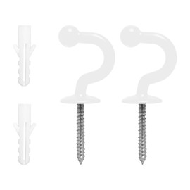 Tabanzhe Curtain Tie Backs Hooks-2PCS White Ball End Curtain Holdback Tie Backs Screw in Hooks Heavy Duty Hanger Hooks for Hanging Curtains Clothes Coat Hat Bag