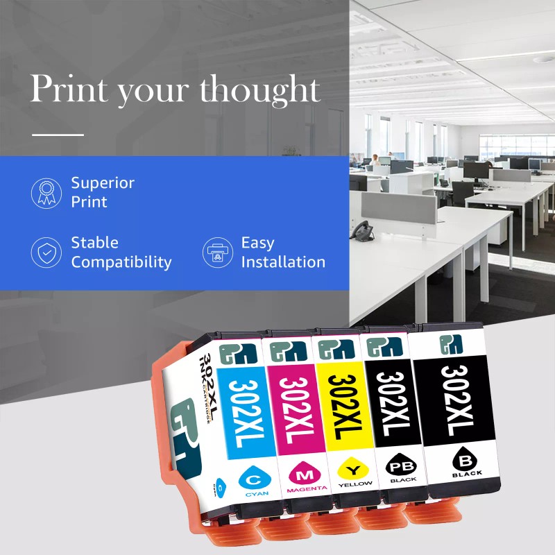 4-evergreen 5-Pack 302XL T302XL Ink Cartridge For Epson Expression Premium