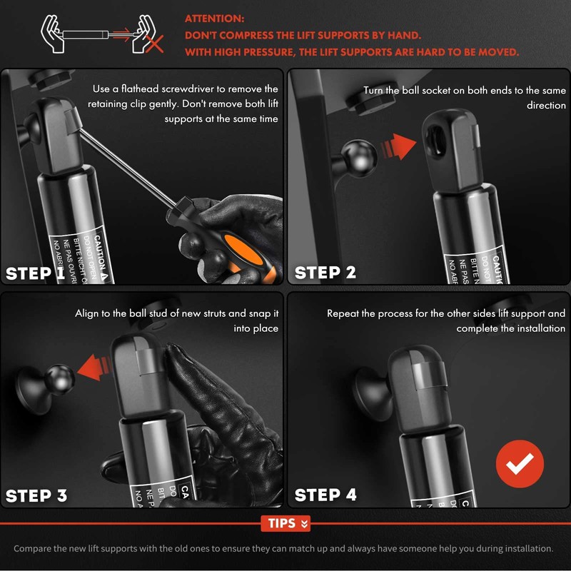 A-Premium Rear Tailgate Dropgate Lift Supports Shock Struts Compatible with