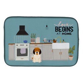 Caroline's Treasures CK7783DDM Petit Basset Griffon Vendeen Kitchen Scene Dish Drying Mat Absorbent Dish Drying Mat Pad for Kitchen Counter Dish Drainer Mat for Countertop, 14 x 21", Multicolor