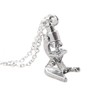 Enchanted Leaves - Tiny Silver Microscope Necklace - Cute Laboratory