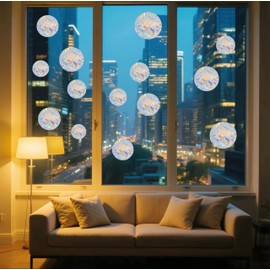 38pcs Circle Window Decals to Prevent Bird Strikes, Anti-Collision Window Stickers, Bird Strike Prevention Window Clings - Rainbow Prism Static Decals for Glass Doors & Windows (Non-Adhesive)