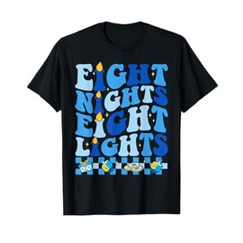 Retro Groovy Eight Nights and Eight Lights Happy Hanukkah T-Shirt