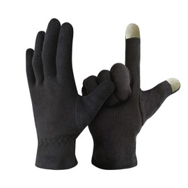 Evridwear 100% Cotton Touchscreen Moisturizing Beauty Gloves with Elastic Cuff, Natural Cosmetic Therapy Gloves for Eczema SPA Dry Hands Care Overnight (Black, Medium) 2 Pairs