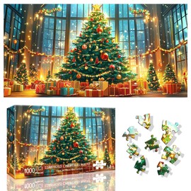 Ginfonr Puzzle 1000 Pieces, Christmas Puzzle Adult Challenging Puzzle, Christmas Tree Puzzle Games for the Whole Family, A Festive Gift for Friends in Beautiful Packaging