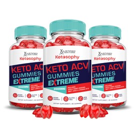 Justified Laboratories (3 Pack) Ketosophy Keto ACV Gummies Extreme 2000MG Ketosophy Keto Gummies Advanced Formula Apple Cider Vinegar with Pomegranate Beet Juice Powder B12 Vegan Non GMO 180 Gummys