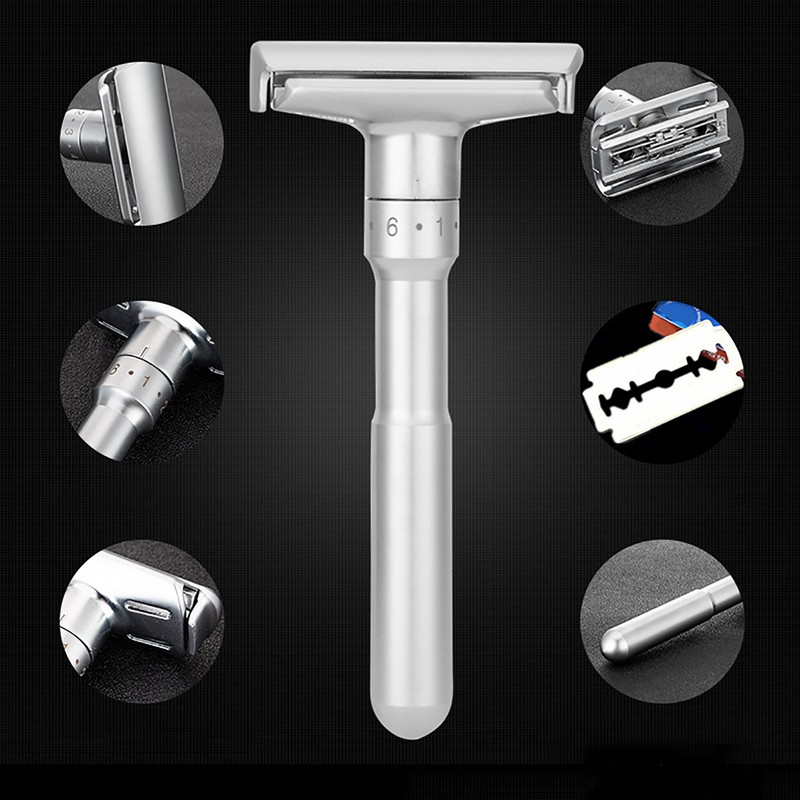 Men Hand Shaving Knife Set with 5Pcs Double Edge Replacement