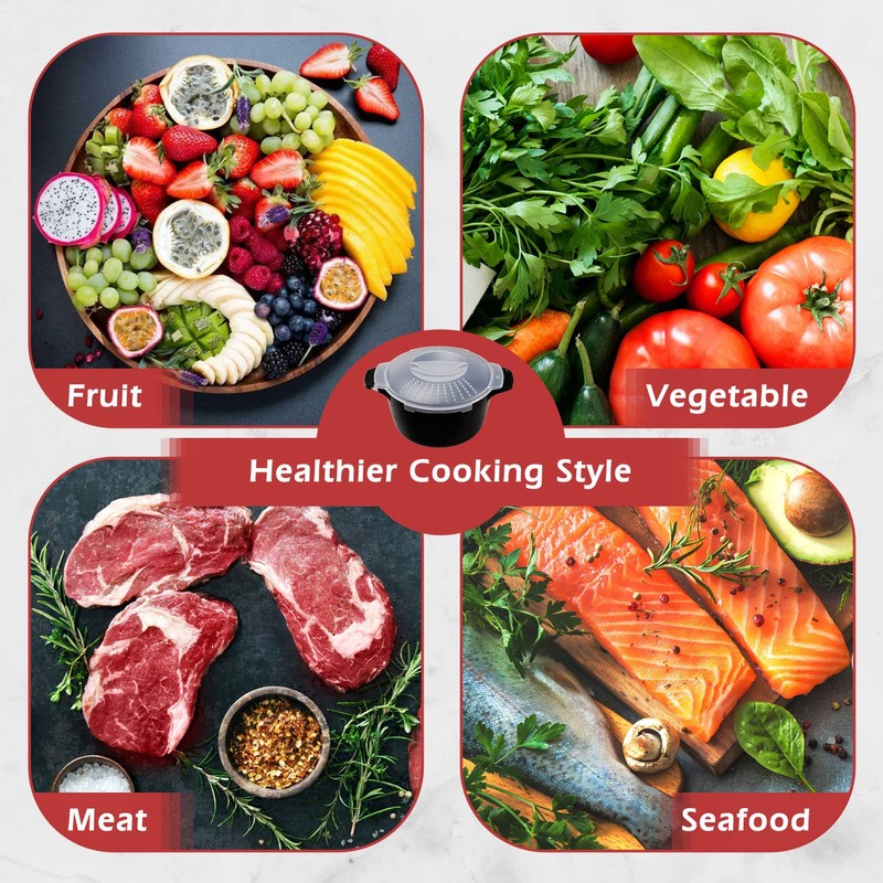 Professional Small Micro Cookware 1 Quart, Microwave Steamer for Vegetables,