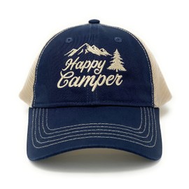 Happy Camper Hat, Camping Hat, Camping Trucker Hat, Camper Gifts, Baseball Hat Navy