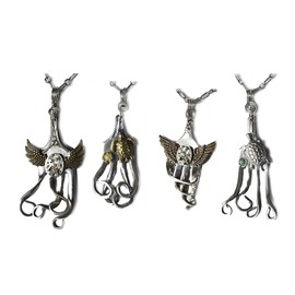 Recycled up cycled vintage Fork flatware silverware pendant necklace on chain art steampunk jewelry
