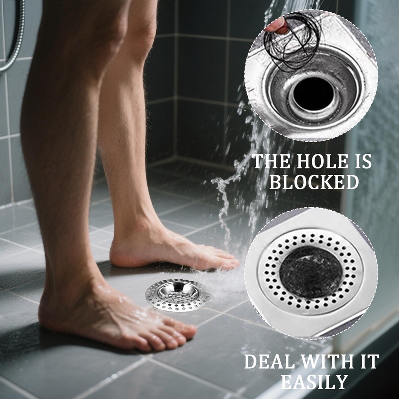 Pack of 4 Drain Strainer Shower, 7.5 cm Hair Strainer