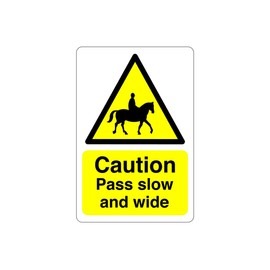 Safety First Display LTD Caution pass slow and wide sign - 1.2mm Rigid plastic for indoor/outdoor usage (200mm x 150mm) Viewing Distance within 5m.